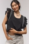 By Anthropologie Smocked Flutter-sleeve Tee