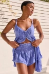 By Anthropologie Smocked Gauze Shorts In Blue