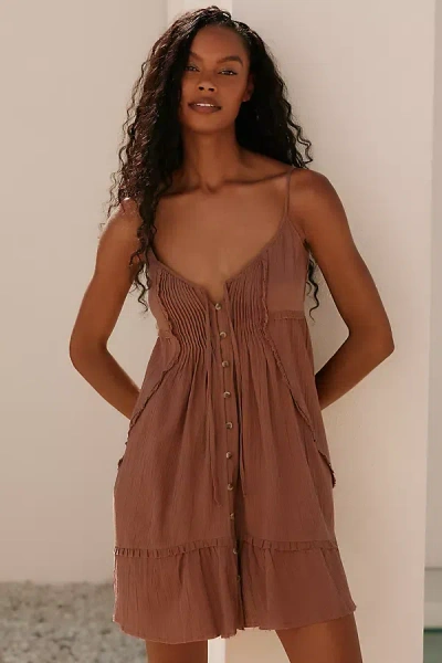 By Anthropologie Smocked Gauze Shorts In Brown
