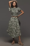 By Anthropologie Smocked Linen Midi Skirt In Multicolor