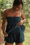 By Anthropologie Smocked Micro Shorts In Blue