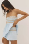 By Anthropologie Smocked Micro Shorts In Blue