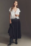 By Anthropologie Smocked Soft Midi Skirt In Black
