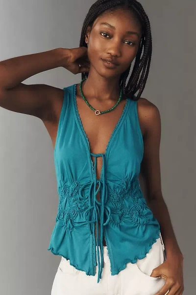 By Anthropologie Smocked Tank Top In Blue
