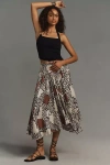 By Anthropologie Smocked-waist Asymmetrical Skirt In Black