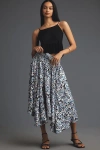 By Anthropologie Smocked-waist Asymmetrical Skirt In Blue