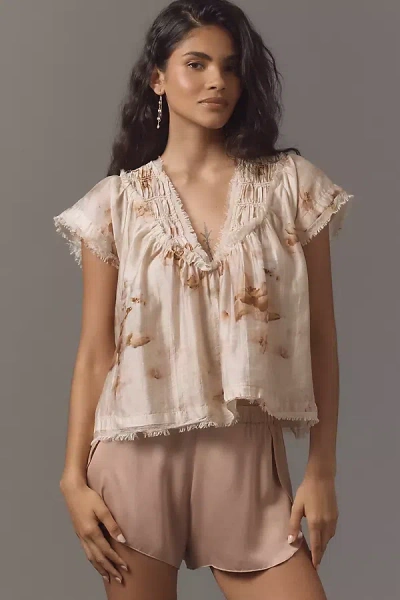 By Anthropologie Smocked Yoke Blouse In Multi