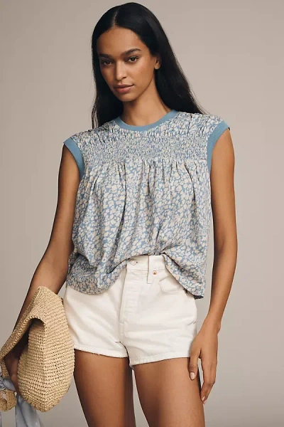 By Anthropologie Smocked Yoke Top In Blue