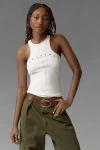 By Anthropologie Snap Racer Tank Top In White