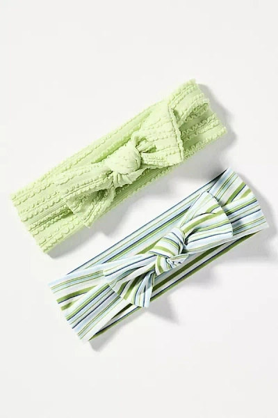 By Anthropologie Soft Knot Headbands, Set Of 2 In Green