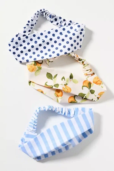 By Anthropologie Soft Stretch Headbands, Set Of 3 In Blue