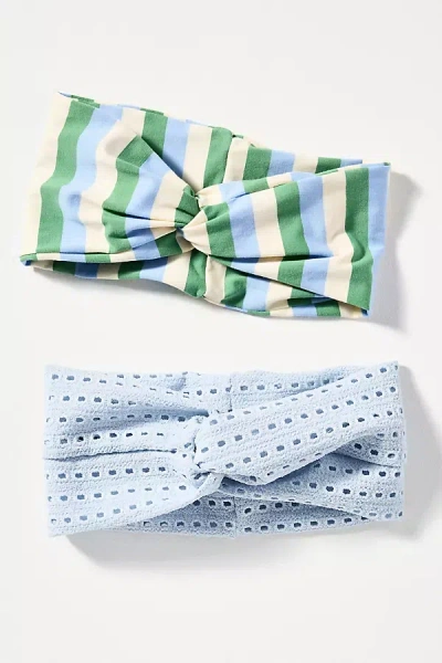 By Anthropologie Soft Twist Headbands, Set Of 2 In Blue