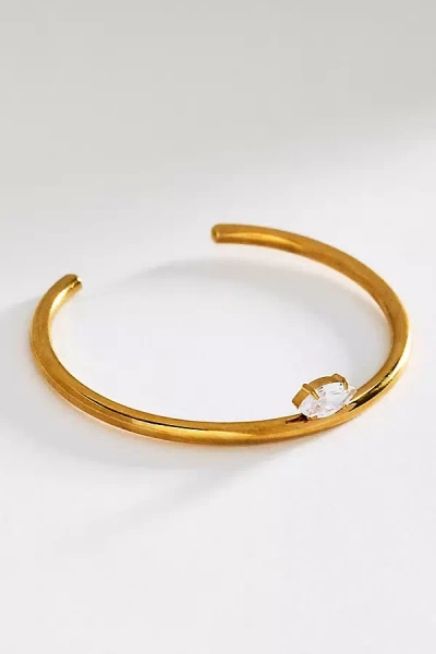 By Anthropologie Solitaire Crystal Water-resistant Cuff Bracelet In Gold