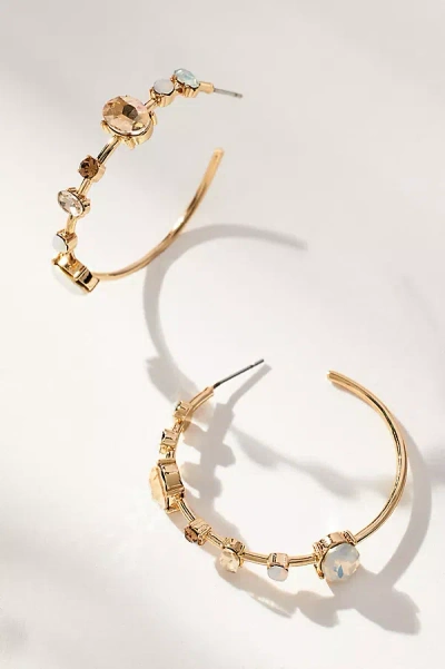 By Anthropologie Spaced Crystal Hoop Earrings In Yellow