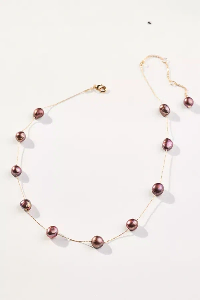 By Anthropologie Spaced Pearl Delicate Necklace In Purple