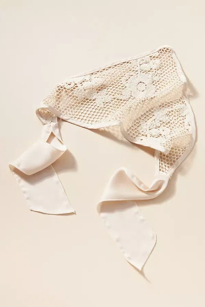By Anthropologie Sparkle Crochet Hair Scarf In White