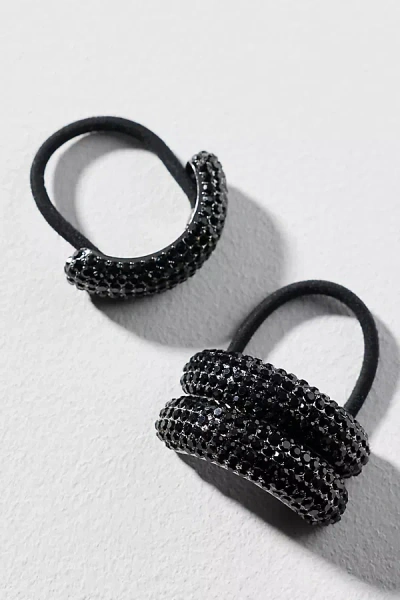 By Anthropologie Sparkle Pony Cuff Hair Ties, Set Of 2 In Black