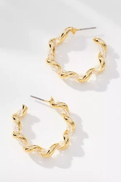 By Anthropologie Spiral Beaded Hoop Earrings In Gold