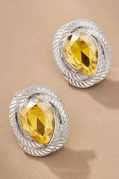 By Anthropologie Spiraled Stone Post Earrings In Silver