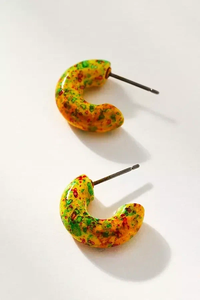 By Anthropologie Splatter Paint Small Hoop Earrings In Yellow