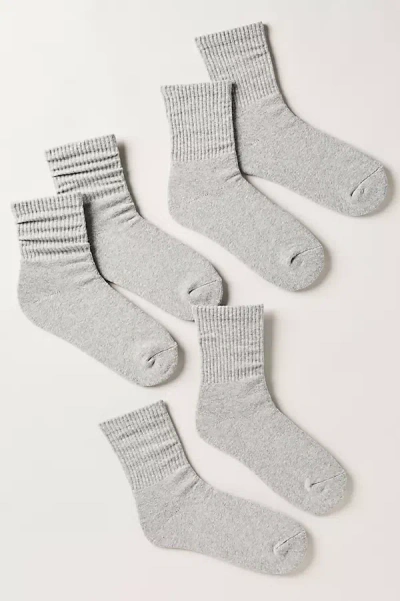 By Anthropologie Sporty Crew Socks, Set Of 3 In Gray