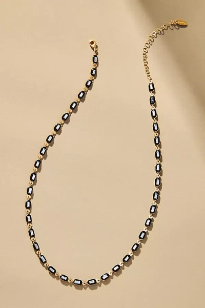 By Anthropologie Sporty Epoxy Necklace In Black