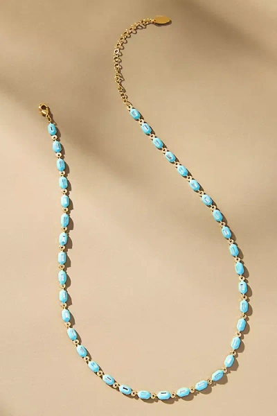 By Anthropologie Sporty Epoxy Necklace In Blue