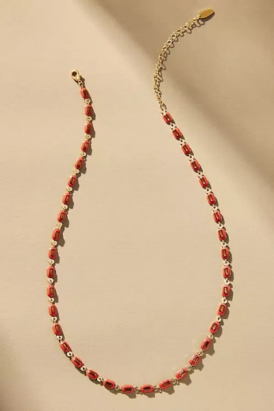 By Anthropologie Sporty Epoxy Necklace In Red