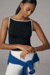 By Anthropologie Sporty Piped Tank Top In Black