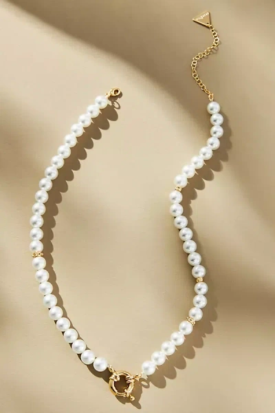 By Anthropologie Spring-closure Pearl Necklace In White