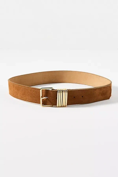 By Anthropologie Square Buckle Multi Keeper Belt In Brown
