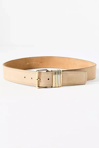 By Anthropologie Square Buckle Multi Keeper Belt In Sand