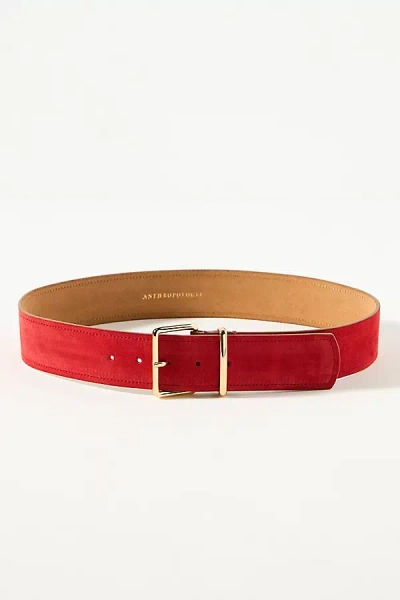 By Anthropologie Square-buckle Suede Belt In Pink
