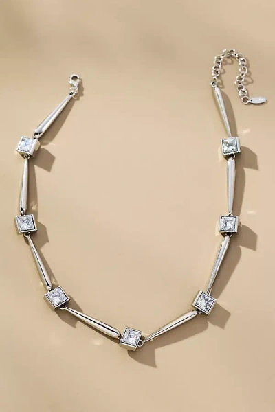 By Anthropologie Square Crystal Collar Necklace In Silver