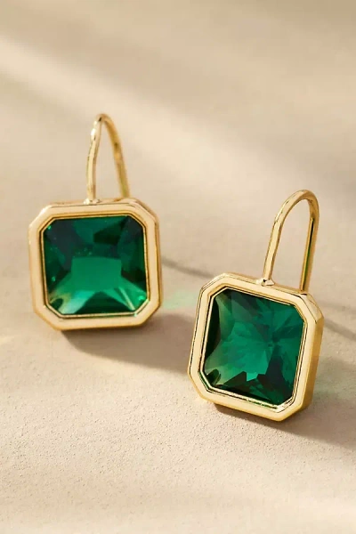 By Anthropologie Square Gemstone Earrings In Green