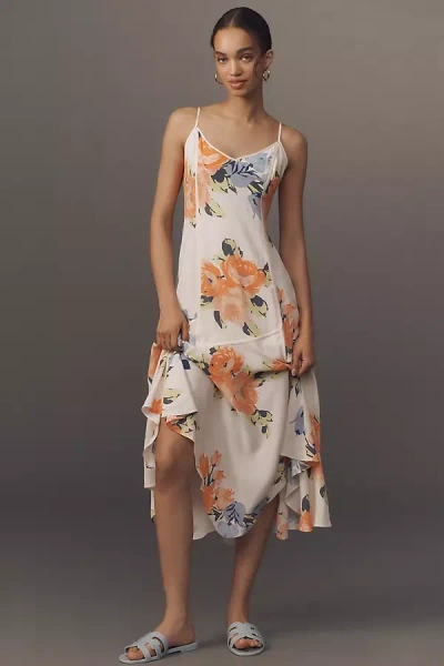 By Anthropologie Square-neck Asymmetrical Midi Dress In Multicolor