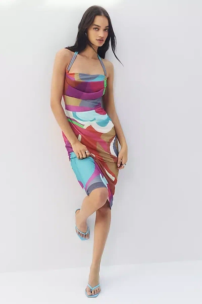 By Anthropologie Square-neck Halter Midi Dress In Multicolor