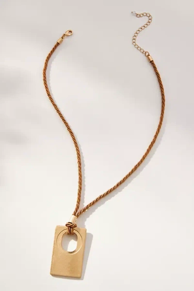 By Anthropologie Square Pendant Rope Necklace In White