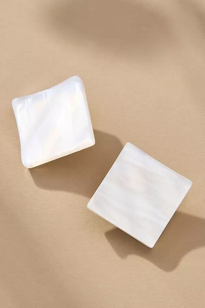 By Anthropologie Square Shell Post Earrings In White