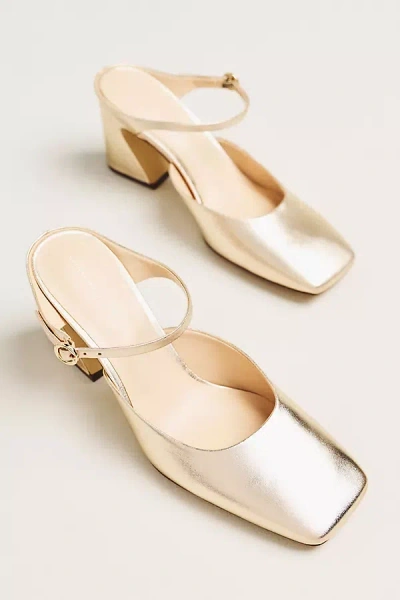 By Anthropologie Square-toe Mule Heels In Gold