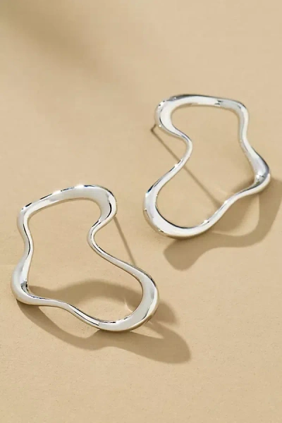 By Anthropologie Squiggle Post Earrings In Silver