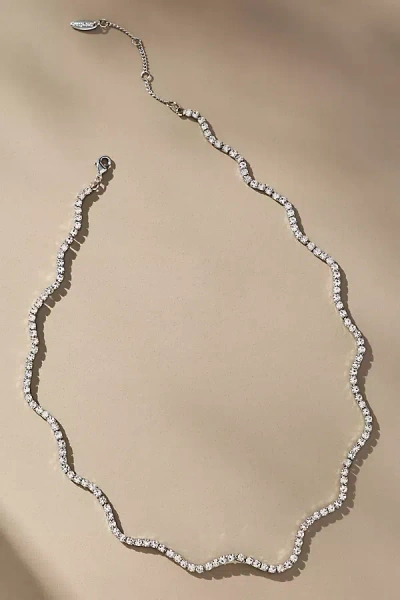 By Anthropologie Squiggle Tennis Necklace In Silver