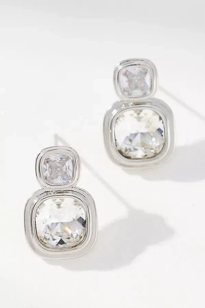 By Anthropologie Stacked Crystal Drop Earrings In Silver