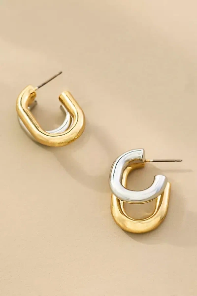 By Anthropologie Stacked Double-hoop Earrings In Gold