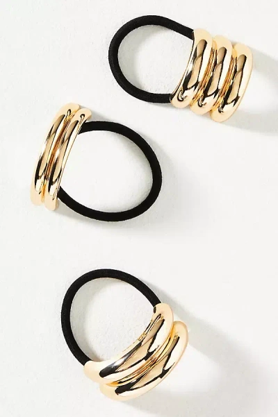 By Anthropologie Stacked Metal Cuff Hair Ties, Set Of 3 In Gold