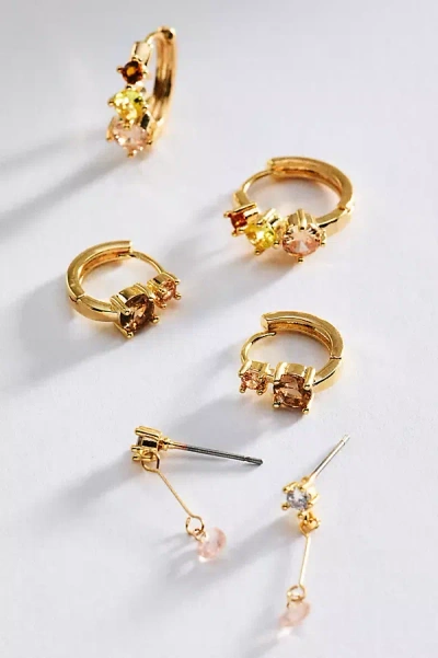 By Anthropologie Stacking Earrings, Set Of 3 In Gold