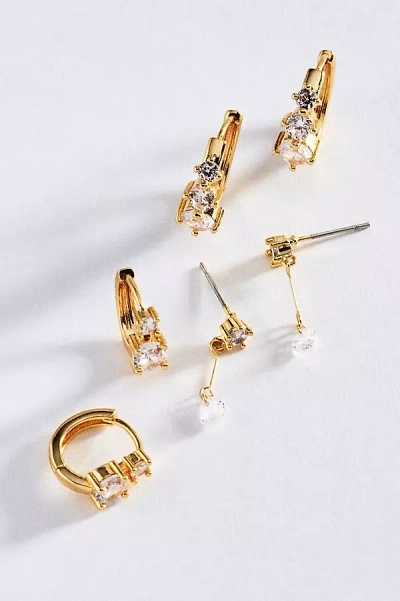 By Anthropologie Stacking Earrings, Set Of 3 In Gold