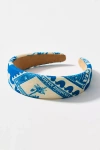 By Anthropologie Stamp Print Headband In Blue
