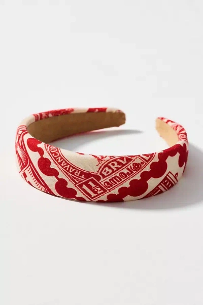 By Anthropologie Stamp Print Headband In Red