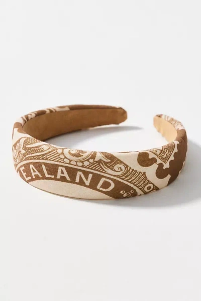By Anthropologie Stamp Print Headband In Sand